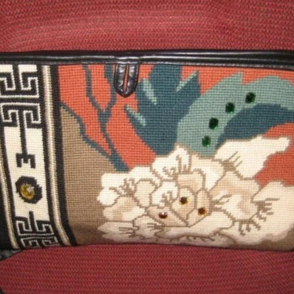 ❤️PATRICIA SMITH MOON BAGS Tapestry Beaded Leather...